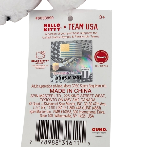 Spin Master Sanrio NWT Hello Kitty USA Olympian Gold Medal 4.5" Plush - Picture 4 of 5
